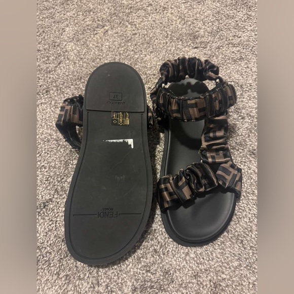 Fendi Black and Brown Logo Sandals - Picture 11 of 11